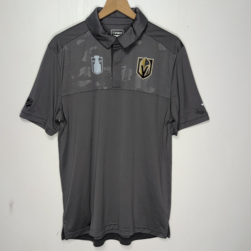 Fanatics Authentic Pro Vegas Golden Knights NHL Polo Shirt Grey Camo Mens Large